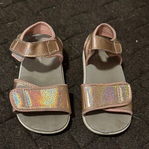 See Kai Run Holographic Gold Pink Kids' Sandals - Size 10